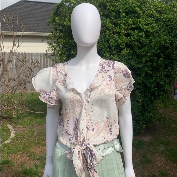 💋NWT Vintage Havana Flutter Sleeve Pull Over Ruffle Crop Top - Picture 2 of 16